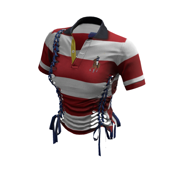 Braided Cutout Polo Shirt (Beach Ball)