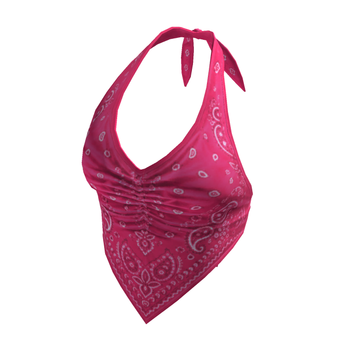 Paisley Halter Top with Pointed Hem (Pink)