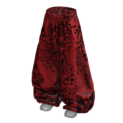 Red Baggy Y2K Leopard Print Sweats