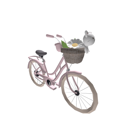 ♡ Cute Pink Cottage Kawaii Bicycle Bike w Cat 🚲🌼