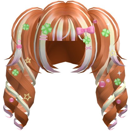 Cute Curly Lucky Rainbow Clover Pigtails in Ginger Roblox item