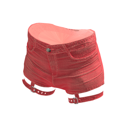 BB Y2K Denim Shorts with Straps Pink thumbnail