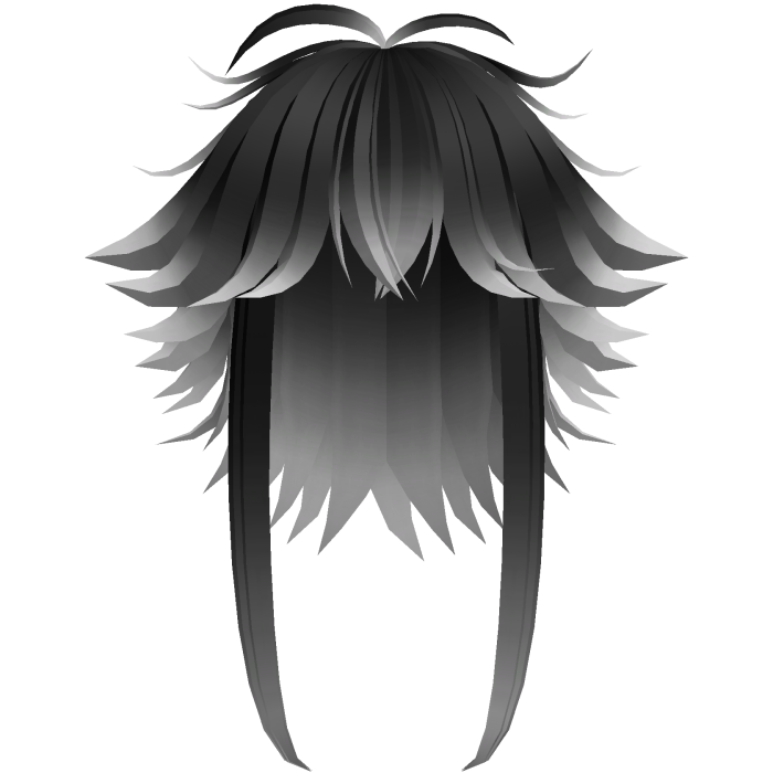 messy cute hair with tufts in black to white