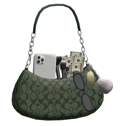 Rich Dark Green Baddie Designer Purse Roblox item