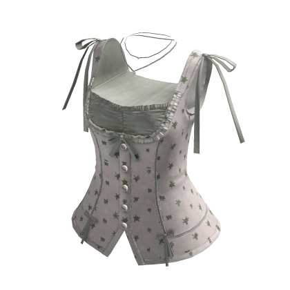 Coquette Star Corset Top w/ Ribbons (Green)