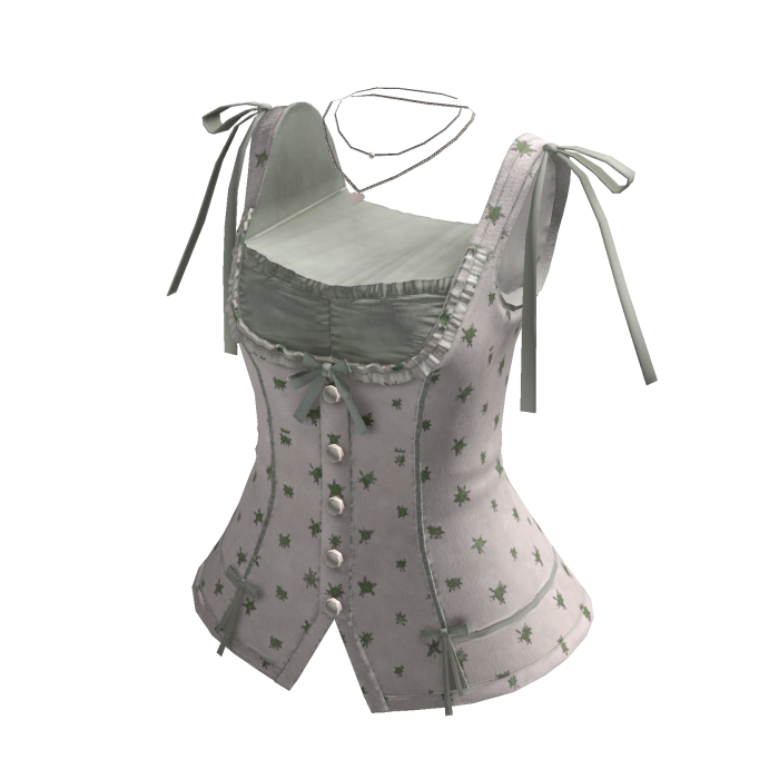 Coquette Star Corset Top w/ Ribbons (Green)