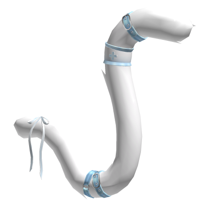 White Blue Ribbon Nurse Cat Tail Roblox item