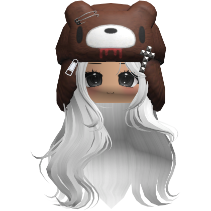 Fuzzy Bear Ushanka Flowy Long Hair (White)