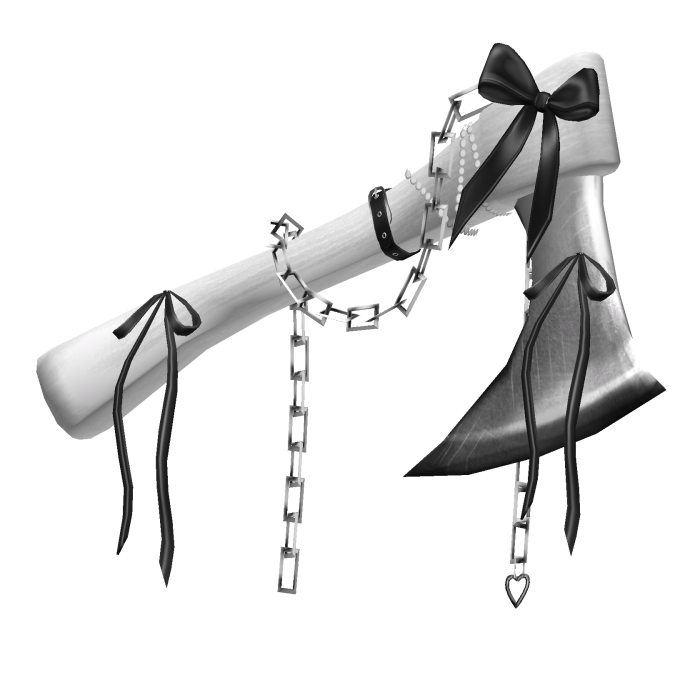 Goth Ribbon Chained Axe In White L