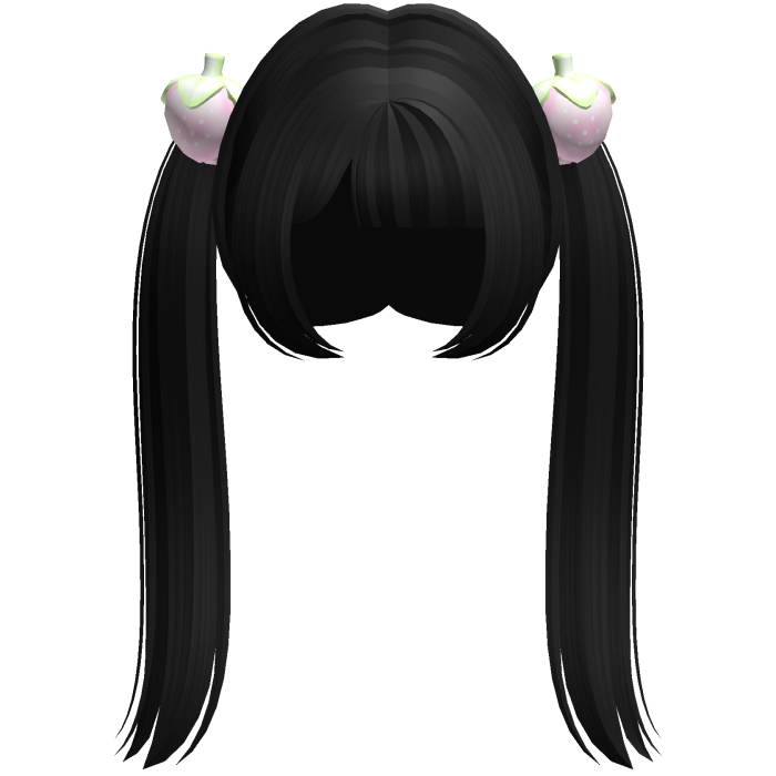 ୨୧ : cutecore black long strawberry pigtails
