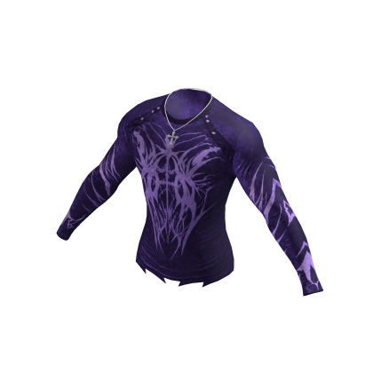 Cyber Goth Tribal Top w/ Cross Chain (Purple)