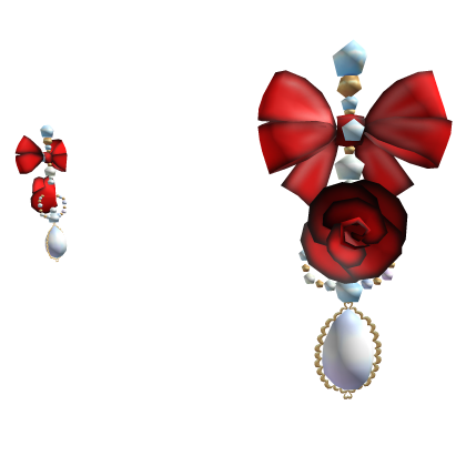 ✨ Rococo Coquette Red Bow w Pearls Earrings Roblox item