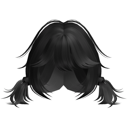 ♡ kawaii messy short pigtails in black Roblox item