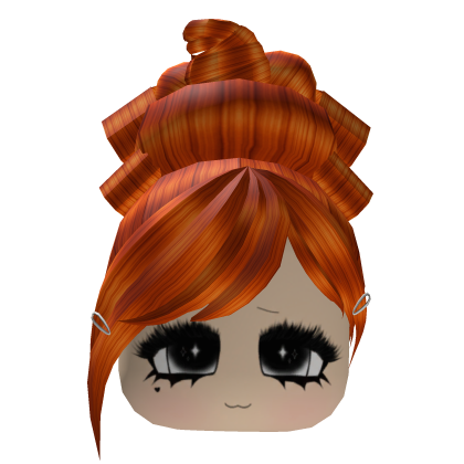 Red Y2K Messy Bun Hair w/ Cute Face Roblox item