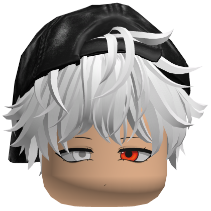 White Messy Emo Hair w Y2K Cap Red Eye Boy Face thumbnail