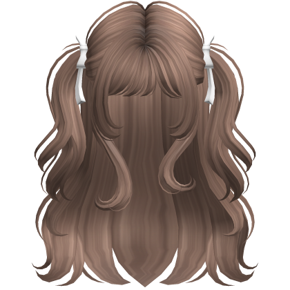 Cute Half Up Pigtails w/ White Bows Milktea Roblox item