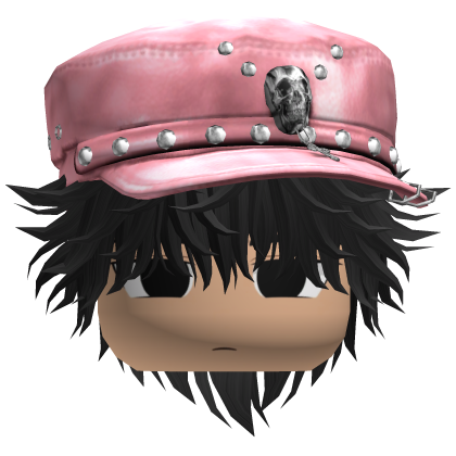 Fluffy Emo Pink Beret Y2K Boy Hair (Black)