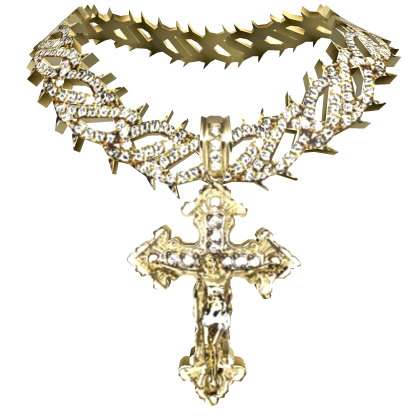 4.0 boy jesus piece cross w spiked necklace