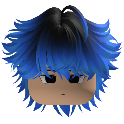 cute messy anime hair serious emo face y2k Blue thumbnail