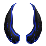 Majestic obsidian horns shimmering sapphire