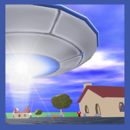 Giant UFO Over a Happy Home