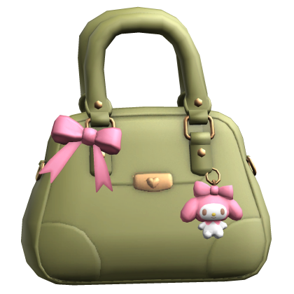Cute Bow Purse w Kawaii Plushie Sage/Green