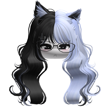 Wavy Moe Pigtails w/ Cat Ears (Black&Blue)