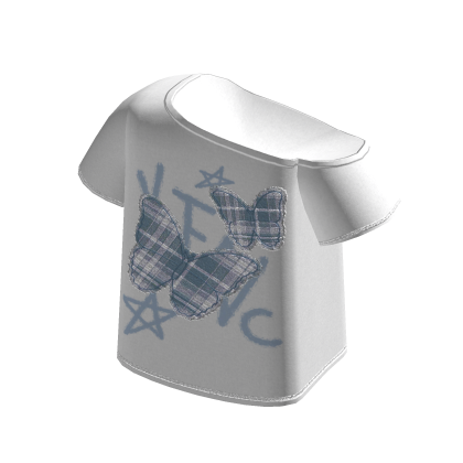 🍀Off Shoulder Y2K Buttefly Tee (Sky Blue) thumbnail