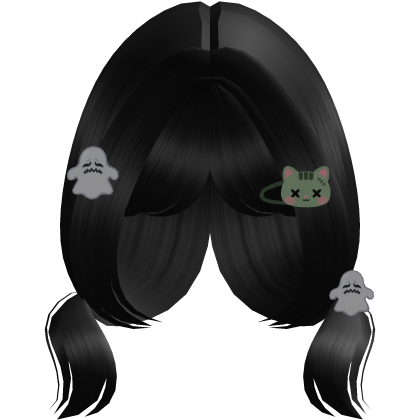 halloween black hair with zombie cat clips 