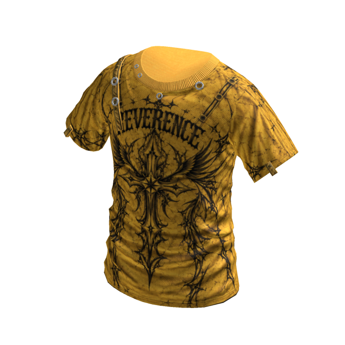 Y2K Winged Cross Graphic T-Shirt (Yellow)