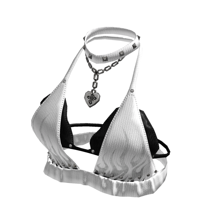 Punk Flame Studded Halter Top White[MAX]