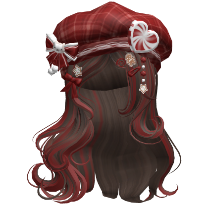 ♡ Christmas Swirls w/ Beret (Brown & Red)