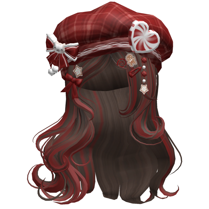 ♡ Christmas Swirls w/ Beret (Brown & Red)