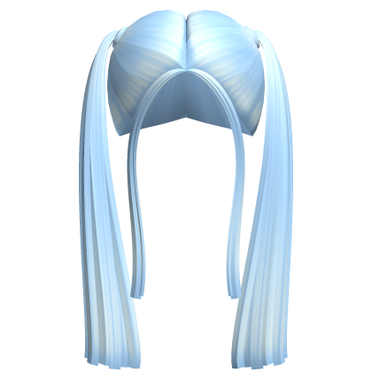 -',ৎ High Long Blunt Pigtails in Soft Blue