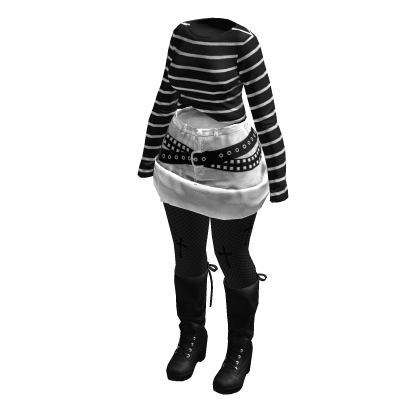 Dark Y2K Striped Sweater Gothic Tights(BlackWhite)