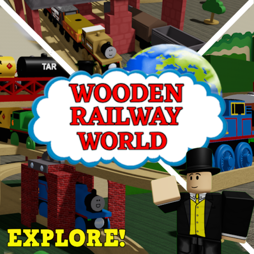 Blue Train Wooden Railway World official Roblox game thumbnail
