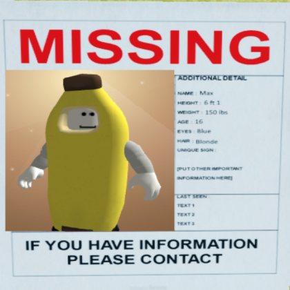 Missing Poster banana Roblox decal