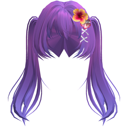 Hibiscus Purple Summer Twintails w Ribbons Roblox item