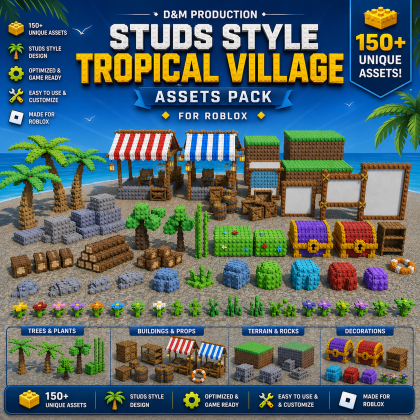 Roblox Studs Style Tropical Village Assets Pack