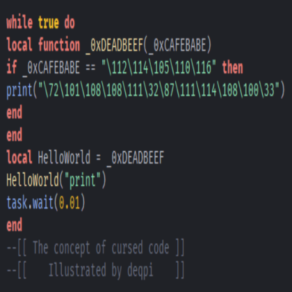 The concept of cursed code Roblox decal