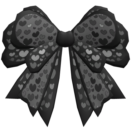 Black Cute Hearts Hair Bow Roblox item