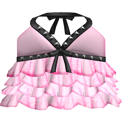 goth emo studded babydoll ruffle dress pink black