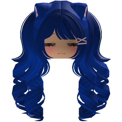 Cute hair emo Y2K cat-ear braids (Blue)