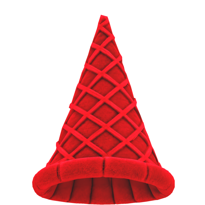 Plush Red Diamond-Patterned Cone Hat