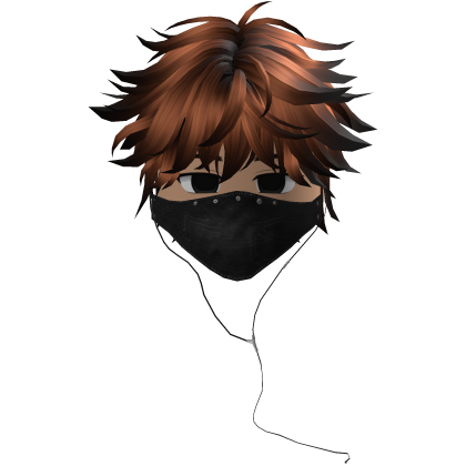 Cute Emo Boy Headphones Mask black Y2K ( orange )