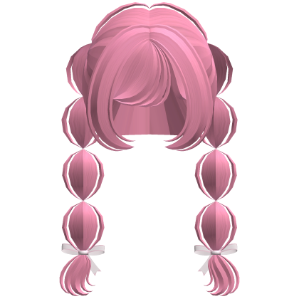 pink sweet cottage bobble braids w bows Roblox item