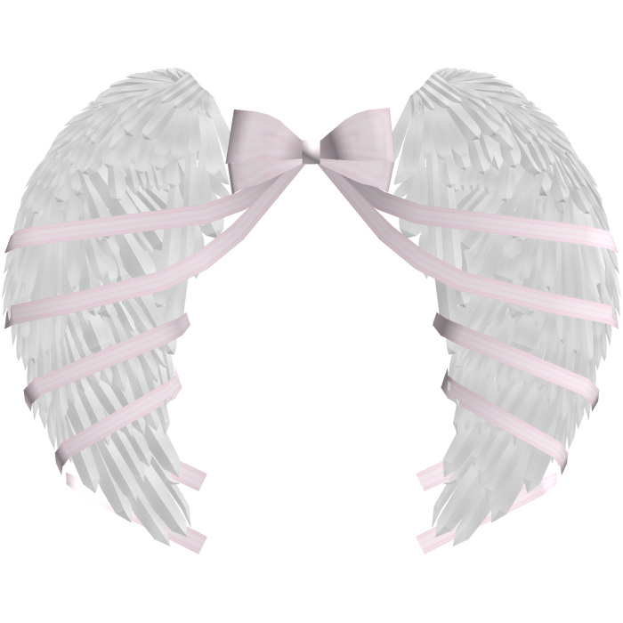 ♡ kawaii big emissive angel wings w pink bow