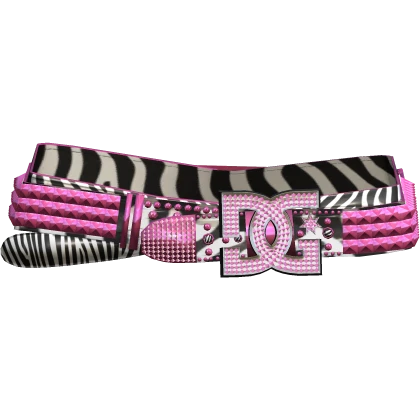 Y2K Scene Rhinestone Pink Black Zebra McBling Belt | Roblox Item