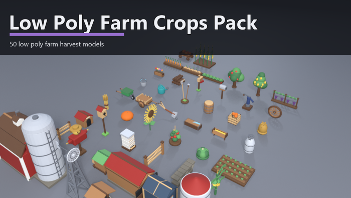Low Poly Farm Crops Orchard Pack x50 Harvest Field preview 1