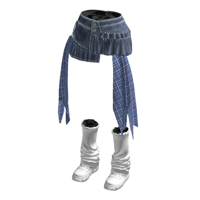 Mini Skirt with Long Side Panels (Blue)